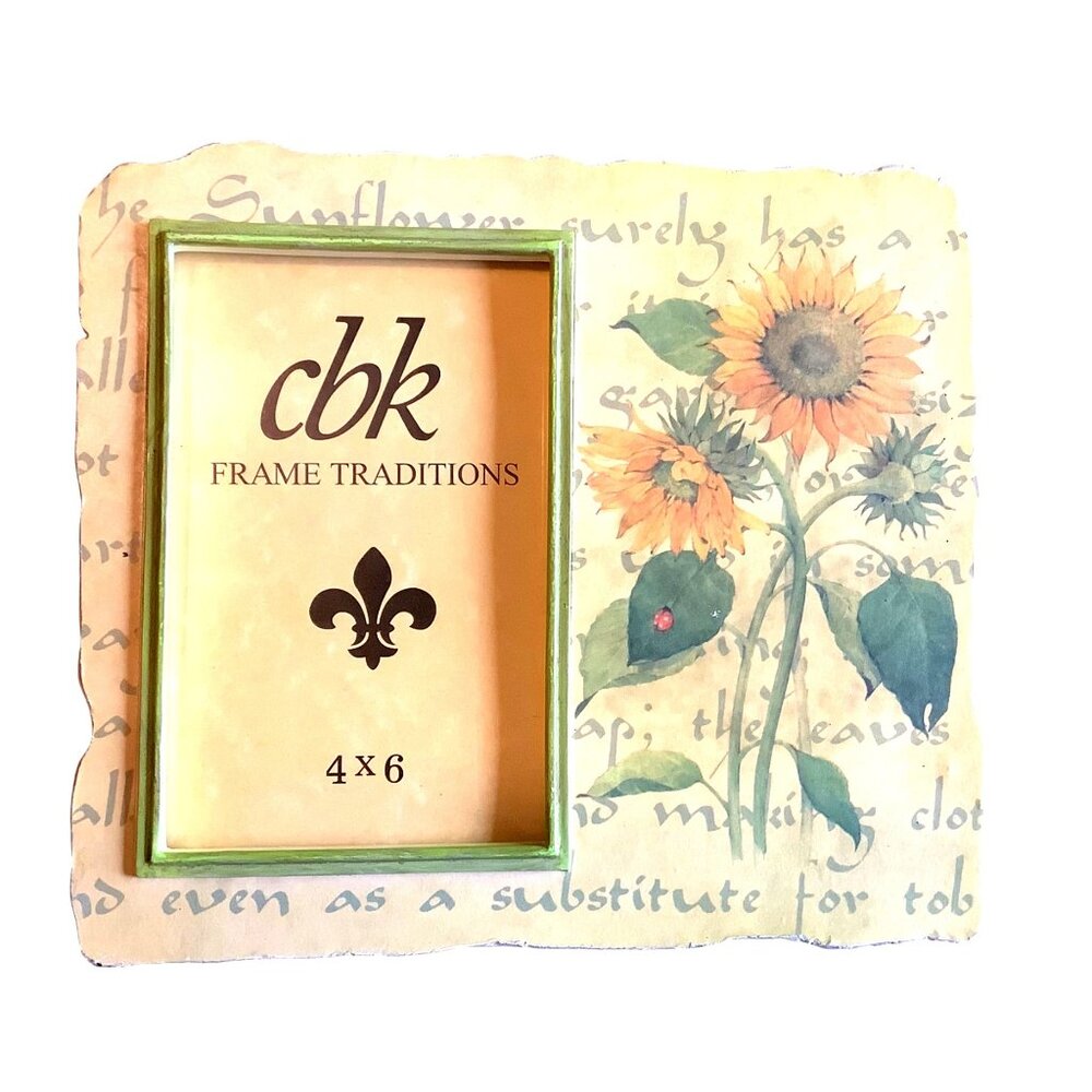 CBK Frame Traditions Sunflower‎ Design 4x6 Picture Frame Textured Floral 8"x7.5"